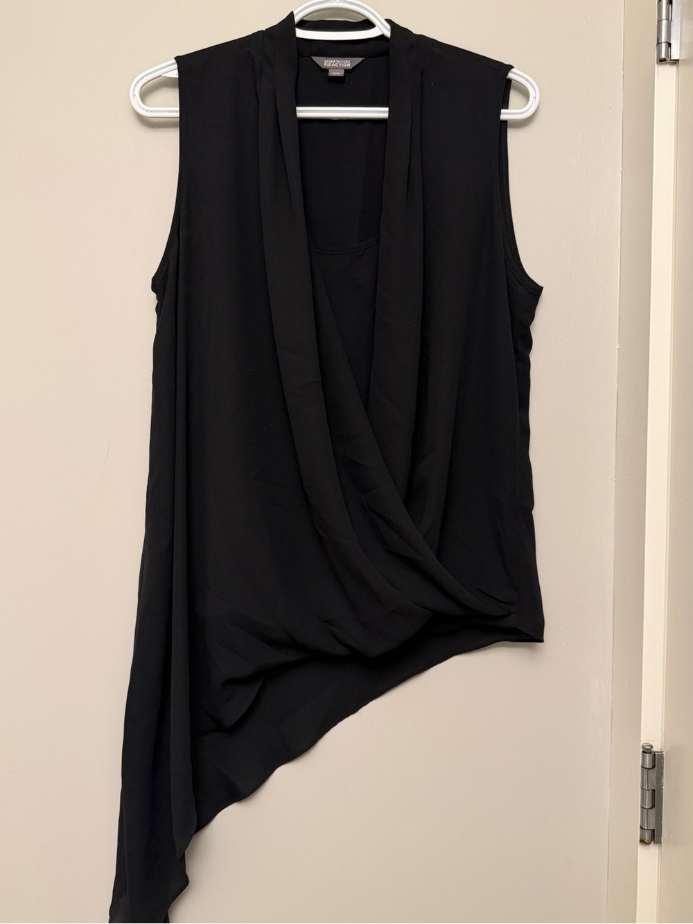 Kenneth Cole Black Draped Sleeveless Asymmetrical Tank
